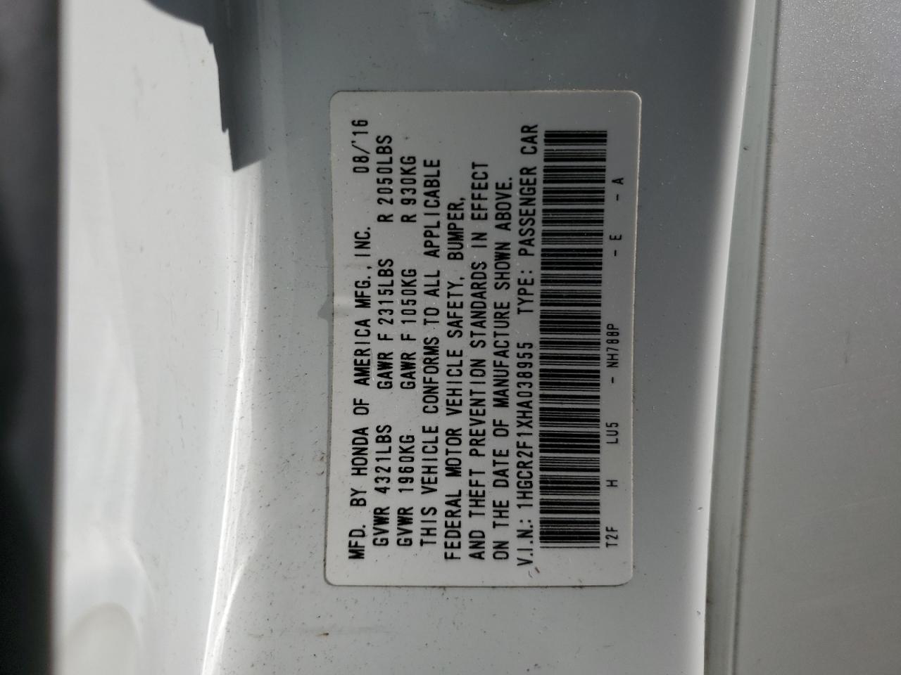 2017 Honda Accord Sport Special Edition VIN: 1HGCR2F1XHA038955 Lot: 84627245