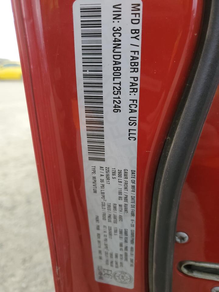 2020 Jeep Compass Sport VIN: 3C4NJDAB0LT251246 Lot: 89796715