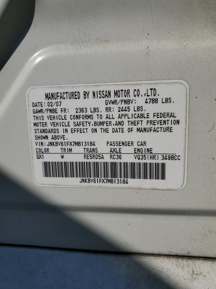 2007 Infiniti G35 VIN: JNKBV61FX7M813184 Lot: 84910055