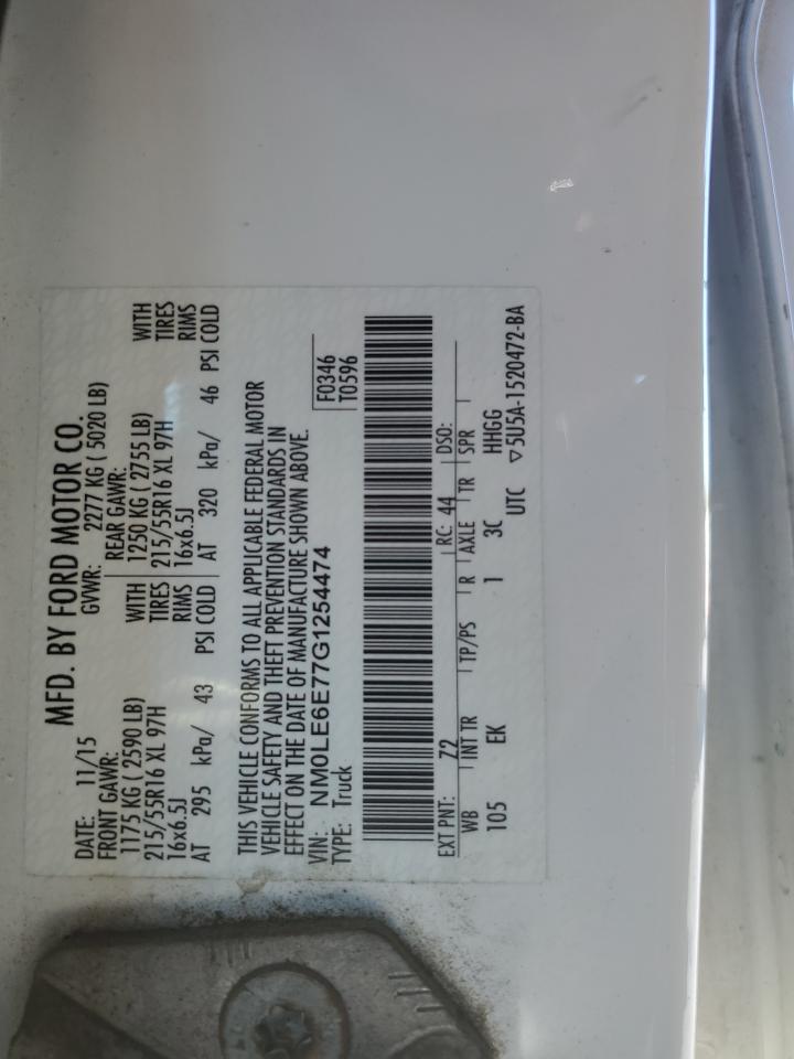 2016 Ford Transit Connect Xl VIN: NM0LE6E77G1254474 Lot: 82569025