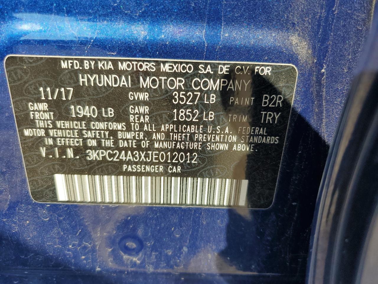 2018 Hyundai Accent Se VIN: 3KPC24A3XJE012012 Lot: 82489055