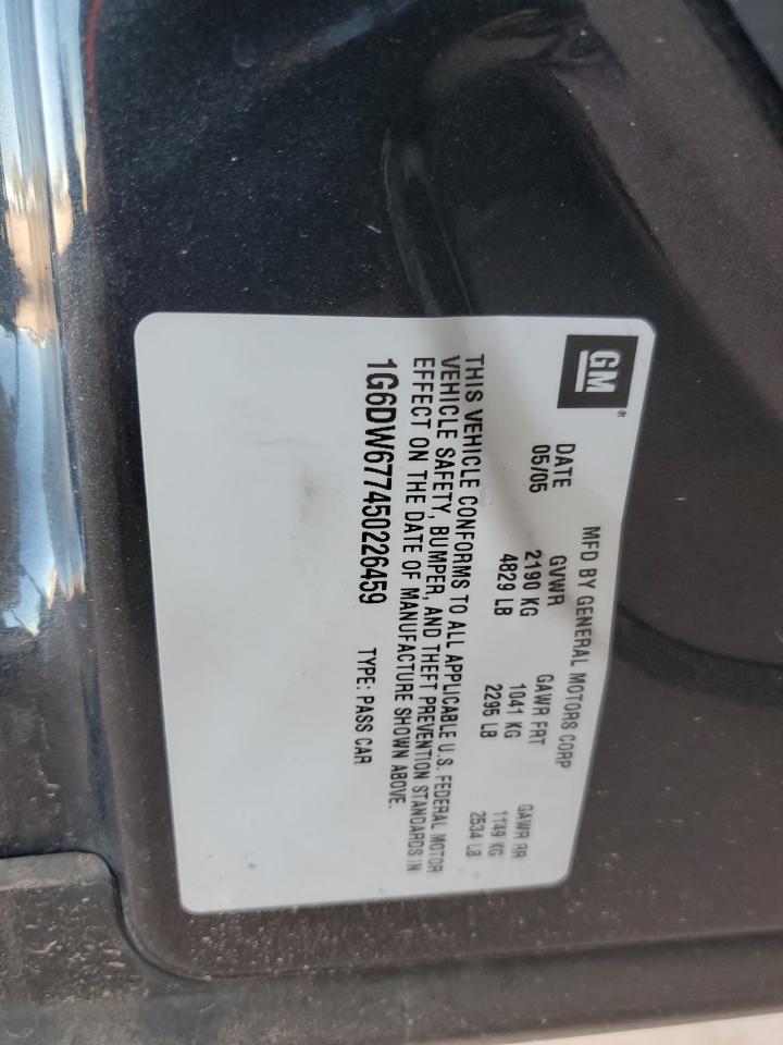 2005 Cadillac Sts VIN: 1G6DW677450226459 Lot: 90462365