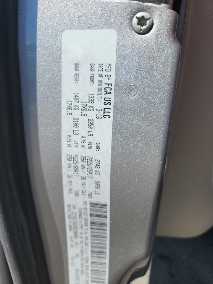 2016 Chrysler Town & Country Touring VIN: 2C4RC1BGXGR308064 Lot: 82257455