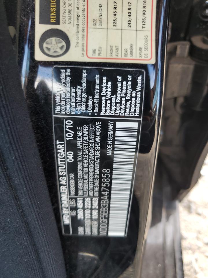 2011 Mercedes-Benz C 300 VIN: WDDGF5EB3BA475858 Lot: 82181825