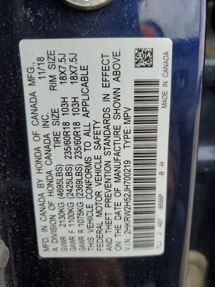 2018 Honda Cr-V Ex VIN: 2HKRW2H52JH700219 Lot: 89453305