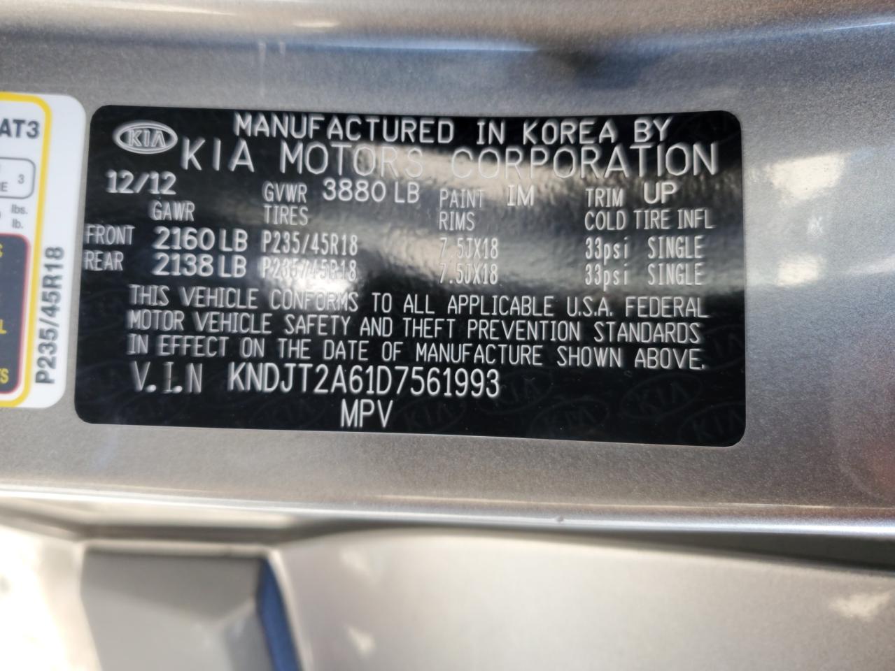 2013 Kia Soul + VIN: KNDJT2A61D7561993 Lot: 84272675