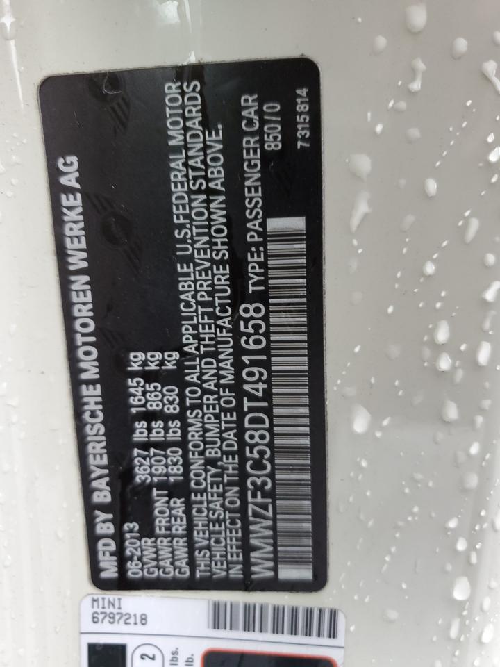 2013 Mini Cooper Clubman VIN: WMWZF3C58DT491658 Lot: 81864295