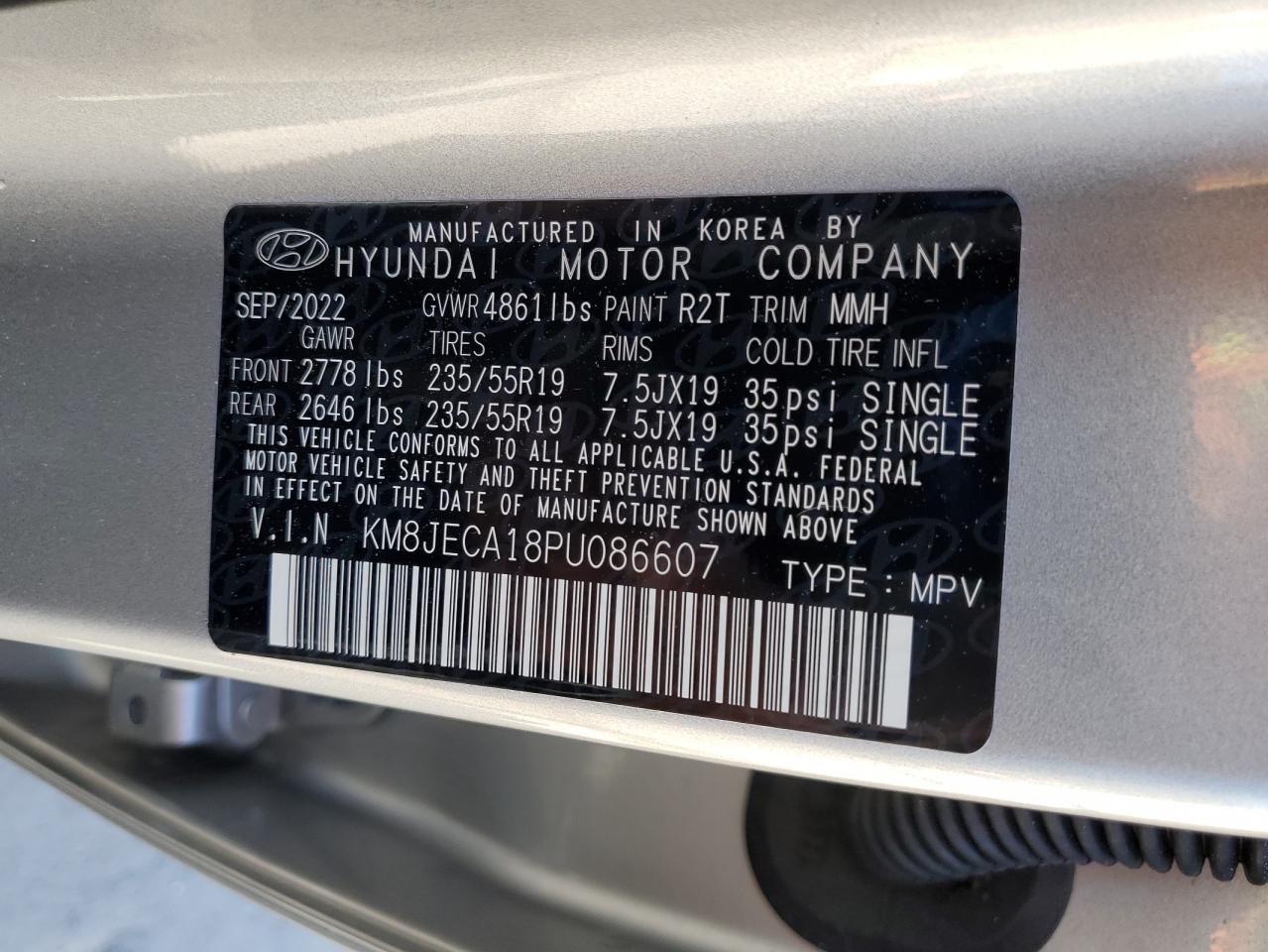 2023 Hyundai Tucson Limited VIN: KM8JECA18PU086607 Lot: 84466695