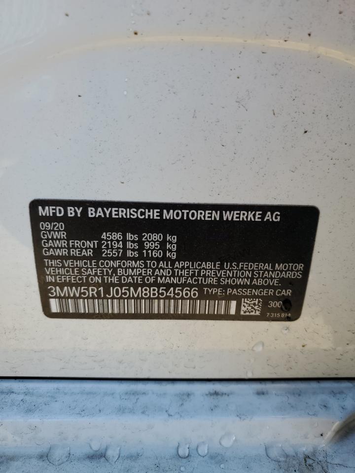 2021 BMW 330I VIN: 3MW5R1J05M8B54566 Lot: 90907315