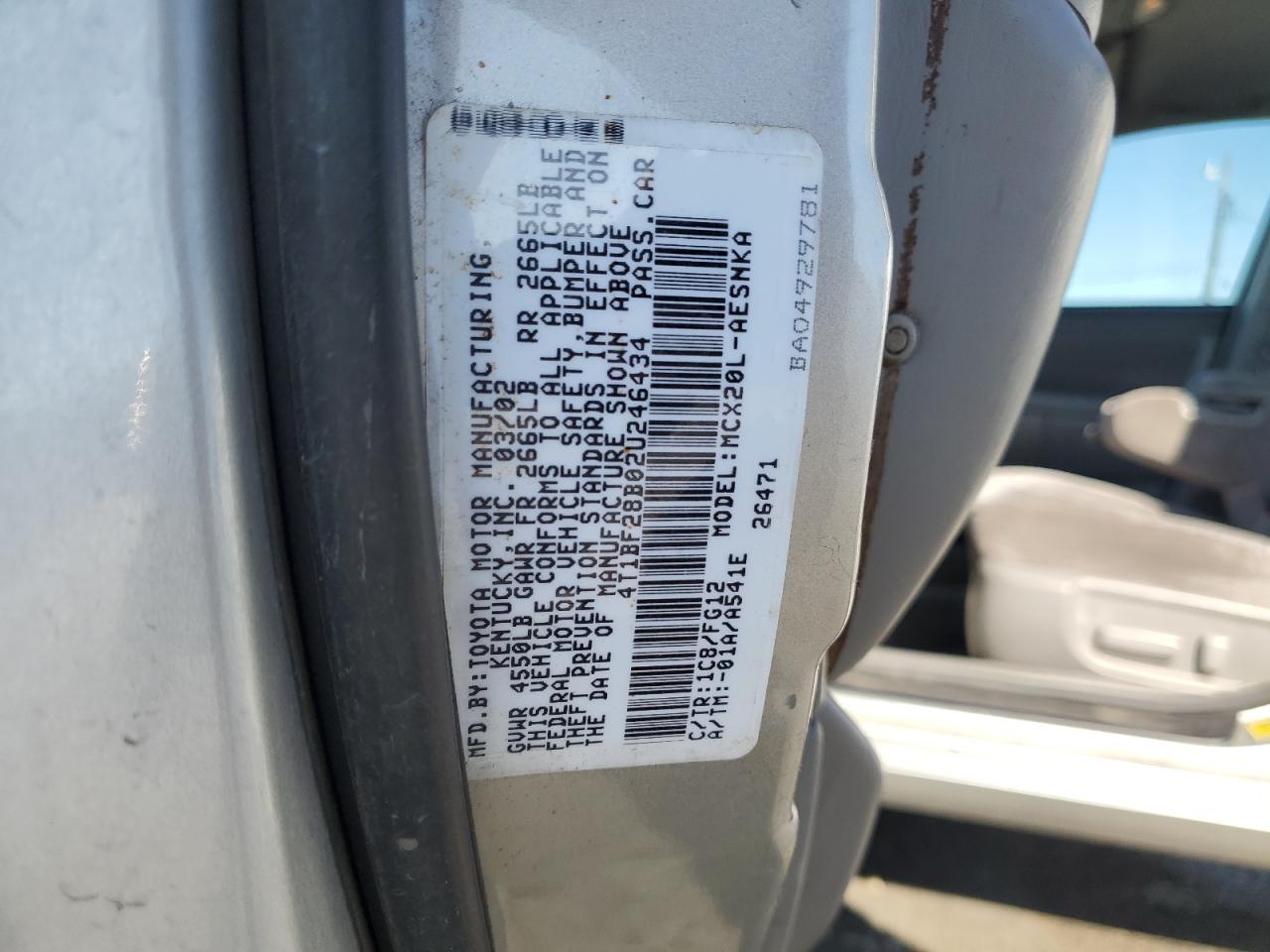 2002 Toyota Avalon Xl VIN: 4T1BF28B02U246434 Lot: 86406865