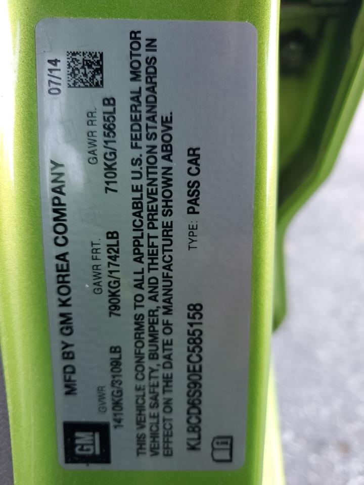 2014 Chevrolet Spark 1Lt VIN: KL8CD6S90EC585158 Lot: 87422605