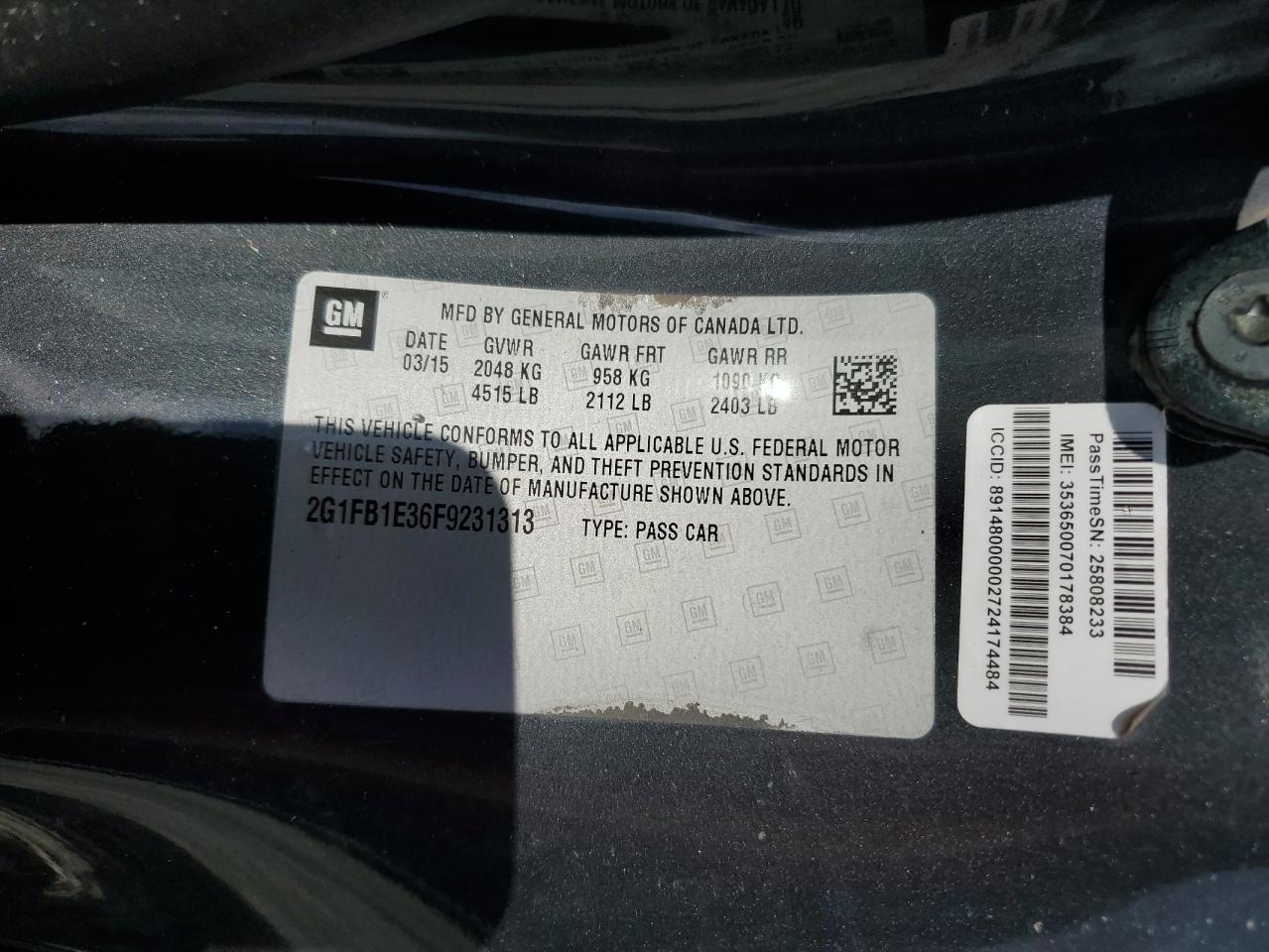 2015 Chevrolet Camaro Ls VIN: 2G1FB1E36F9231313 Lot: 85560965