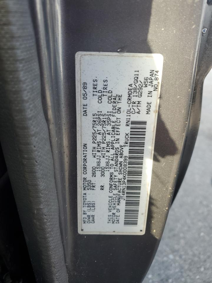 1989 Toyota Pickup 1/2 Ton Extra Long Wheelbase Dlx VIN: JT4RN13P4K0008399 Lot: 85862265