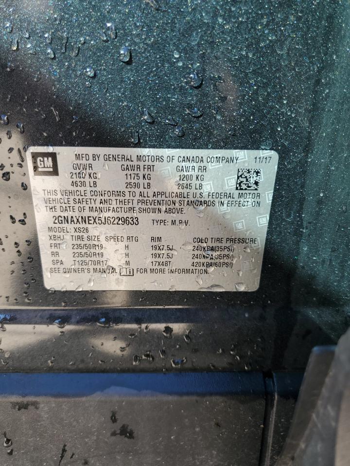 2018 Chevrolet Equinox Premier VIN: 2GNAXNEX5J6229633 Lot: 85733235