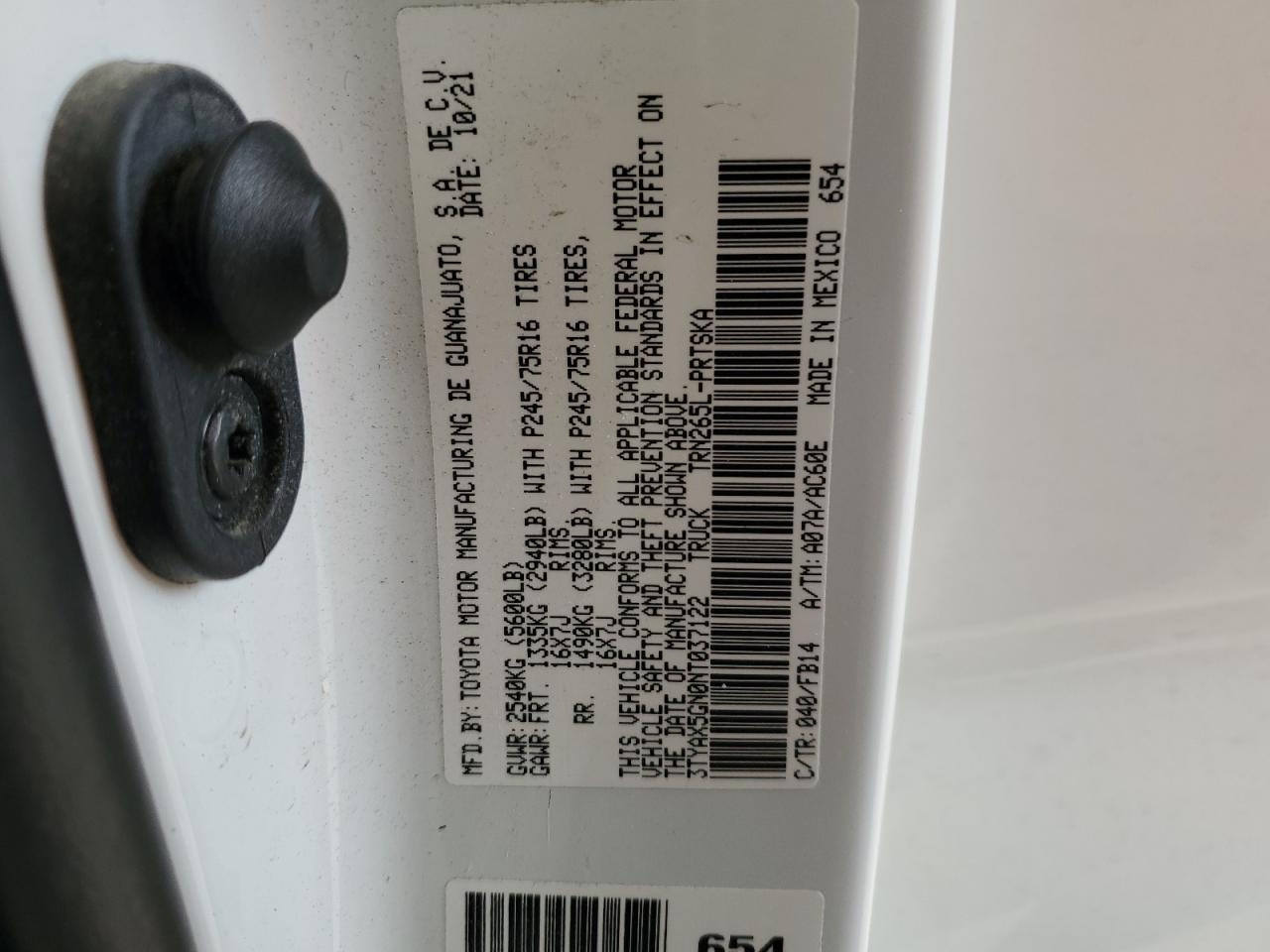 2022 Toyota Tacoma Double Cab VIN: 3TYAX5GN0NT037122 Lot: 85355205