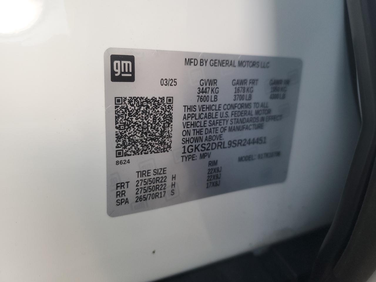 2025 GMC Yukon Denali VIN: 1GKS2DRL9SR244451 Lot: 92824635