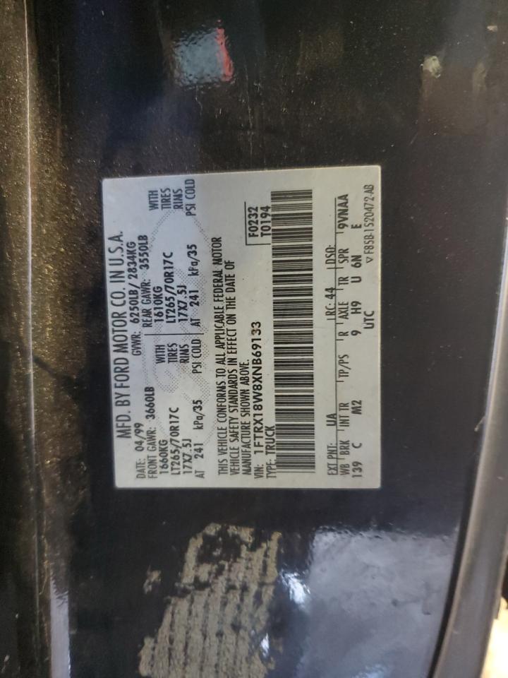 1999 Ford F150 VIN: 1FTRX18W8XNB69133 Lot: 90090535