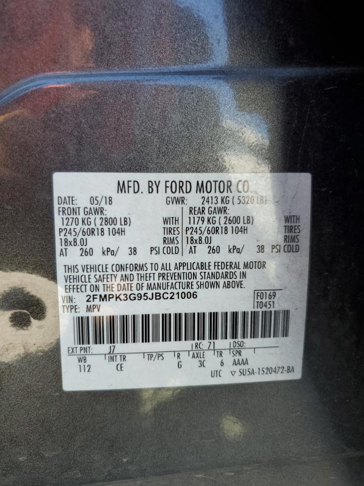 2018 Ford Edge Se VIN: 2FMPK3G95JBC21006 Lot: 81964585