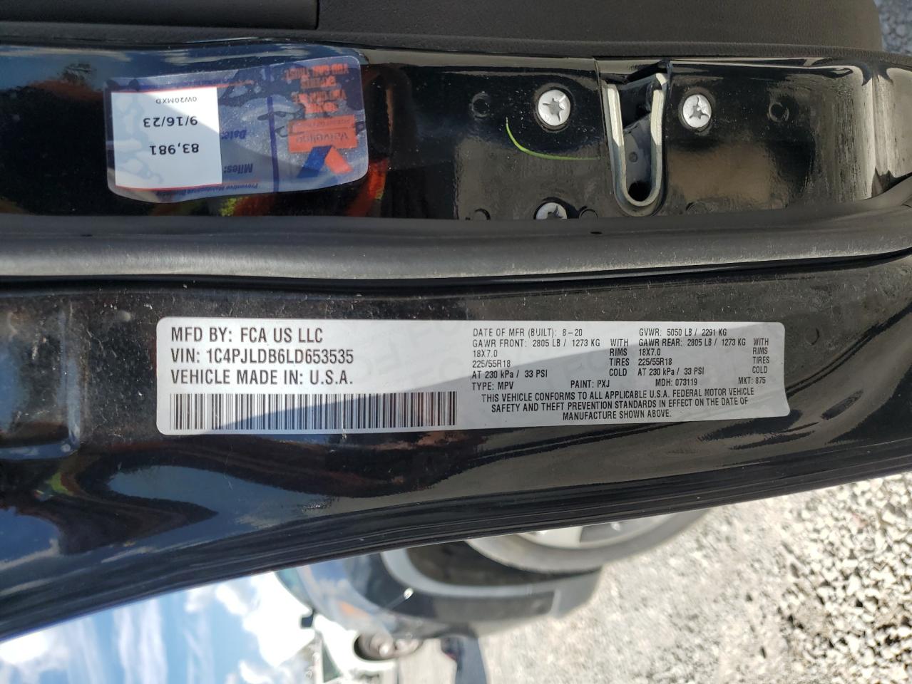 2020 Jeep Cherokee Limited VIN: 1C4PJLDB6LD653535 Lot: 84482395