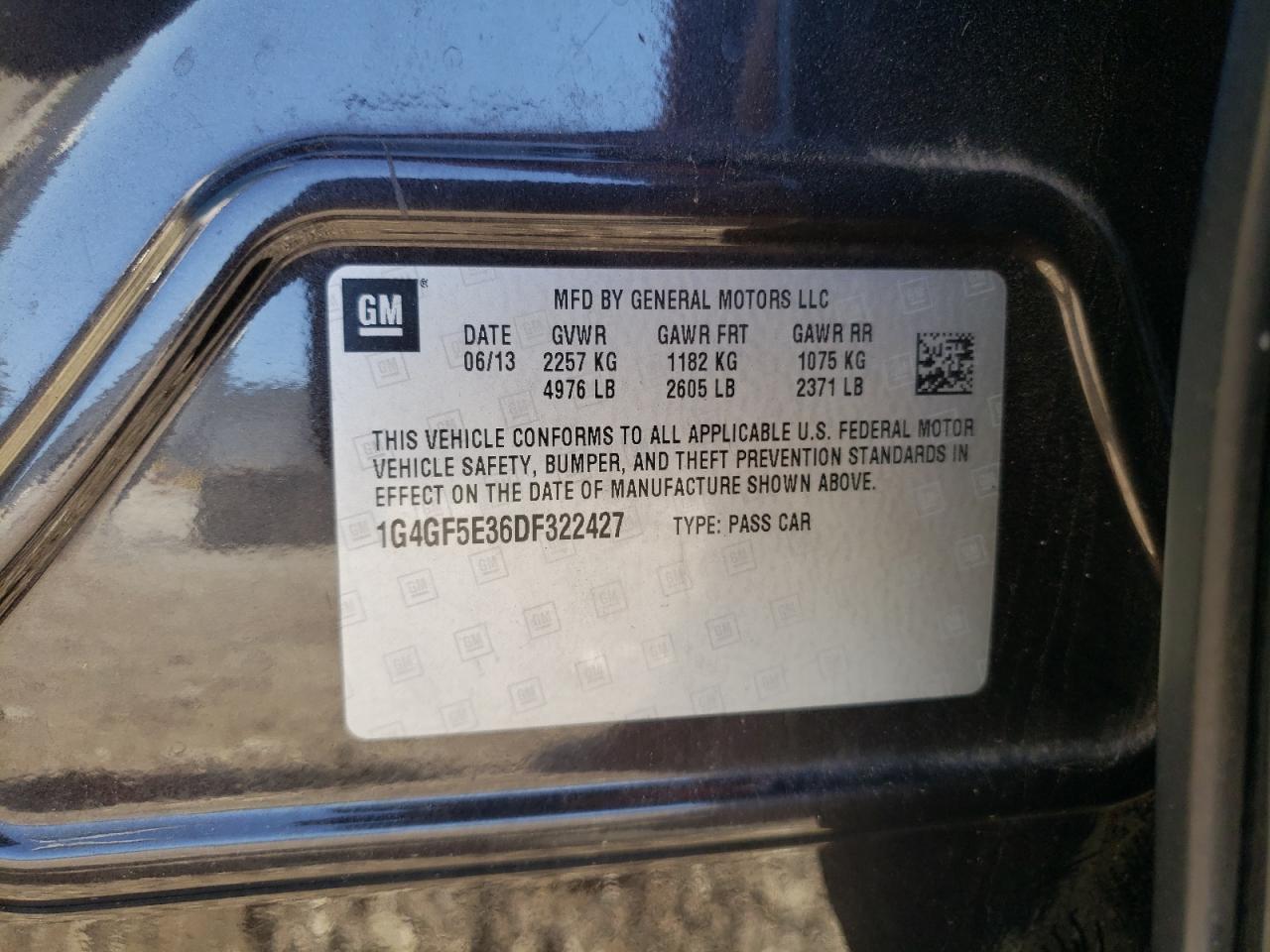 2013 Buick Lacrosse Premium VIN: 1G4GF5E36DF322427 Lot: 90714275