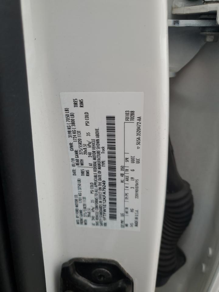 2019 Ford F150 Supercrew VIN: 1FTFW1E12KFA79249 Lot: 86246315