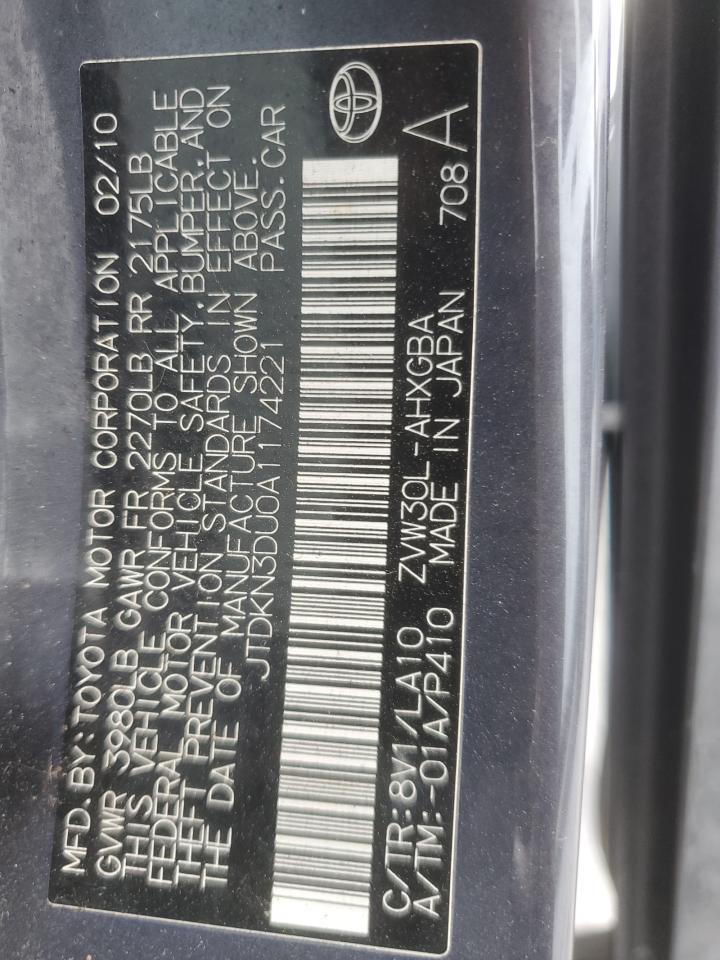 2010 Toyota Prius VIN: JTDKN3DU0A1174221 Lot: 86074225