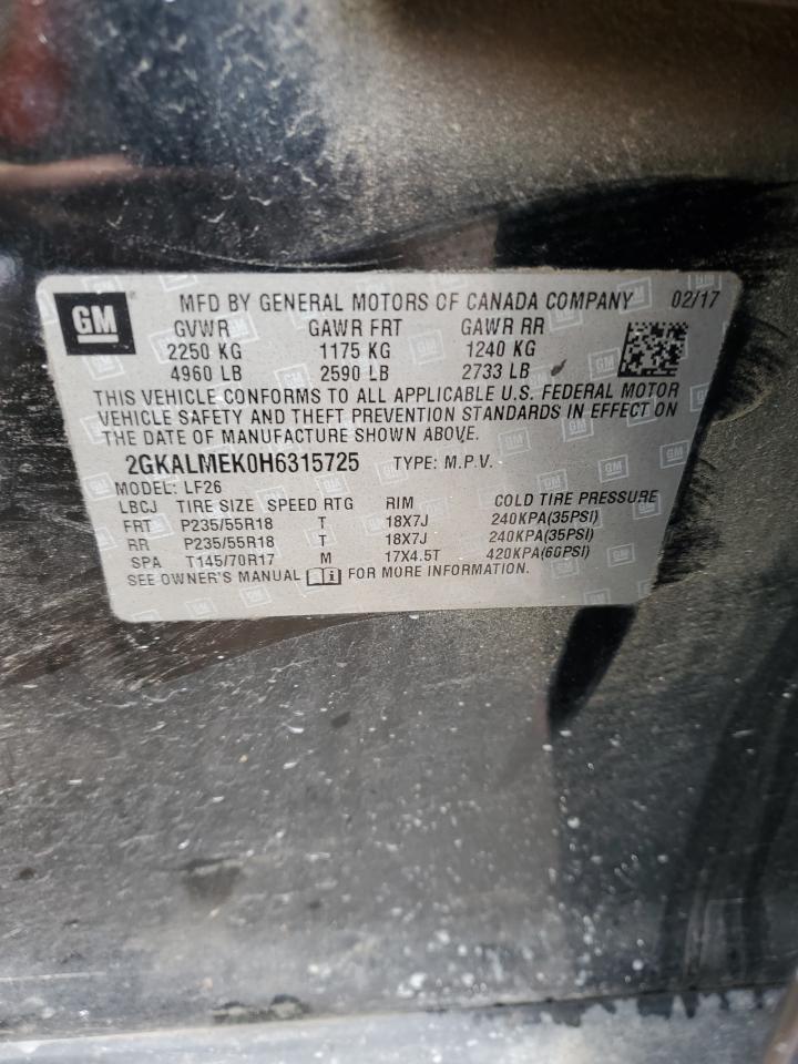 2017 GMC Terrain Sle VIN: 2GKALMEK0H6315725 Lot: 90299365