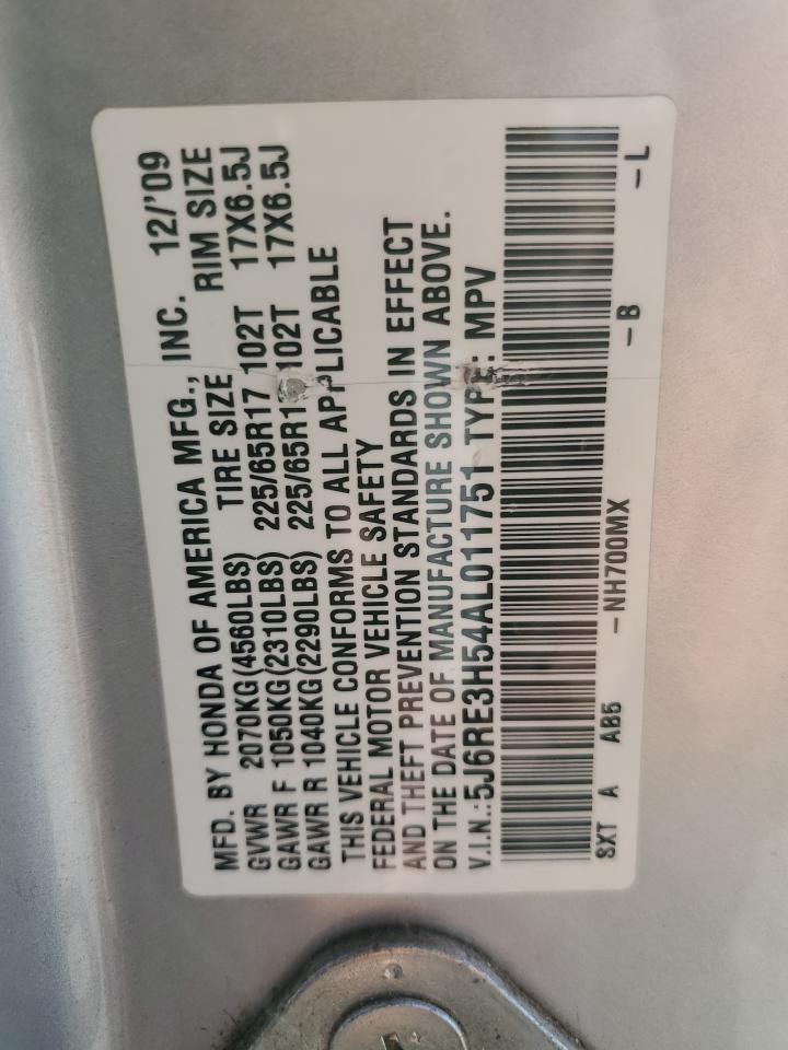 2010 Honda Cr-V Ex VIN: 5J6RE3H54AL011751 Lot: 91031125