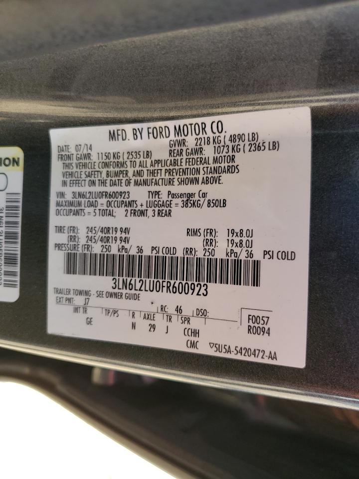 2015 Lincoln Mkz Hybrid VIN: 3LN6L2LU0FR600923 Lot: 82006485