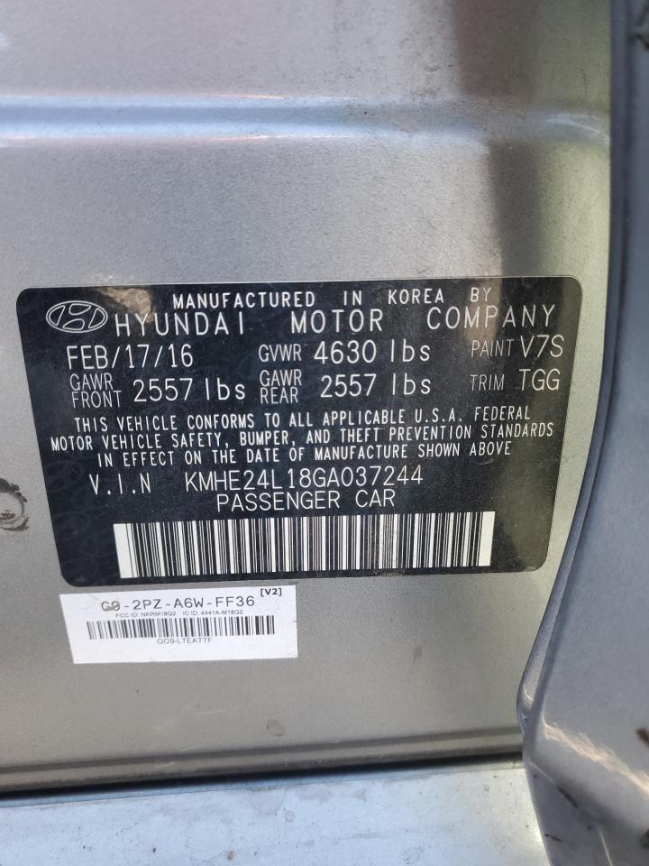 2016 Hyundai Sonata Hybrid VIN: KMHE24L18GA037244 Lot: 86216525
