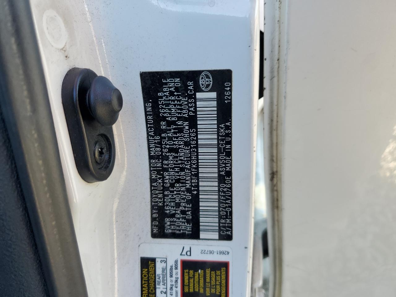 2017 Toyota Camry Le VIN: 4T1BF1FK6HU316265 Lot: 85195325