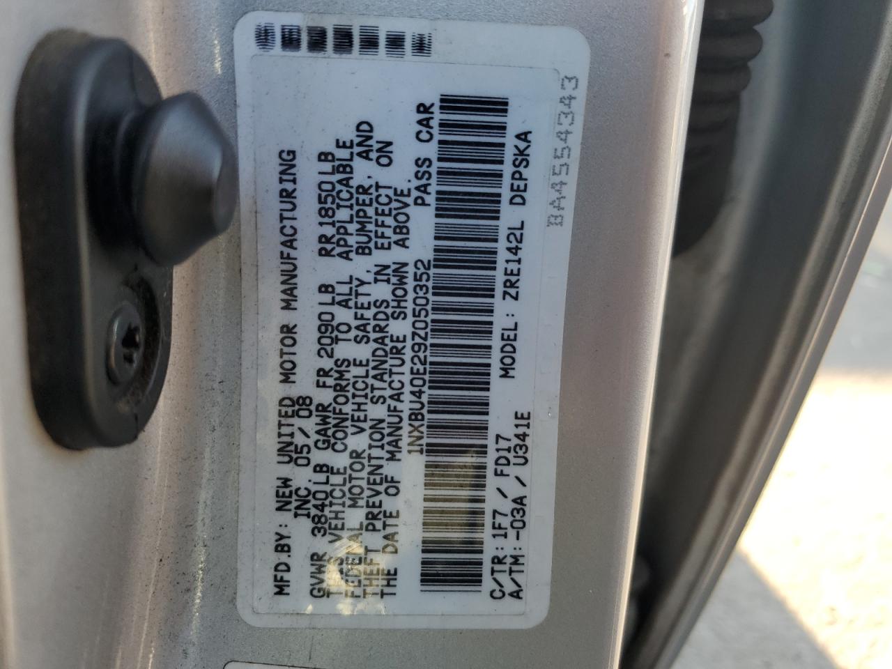 2009 Toyota Corolla Base VIN: 1NXBU40E29Z050352 Lot: 82230455
