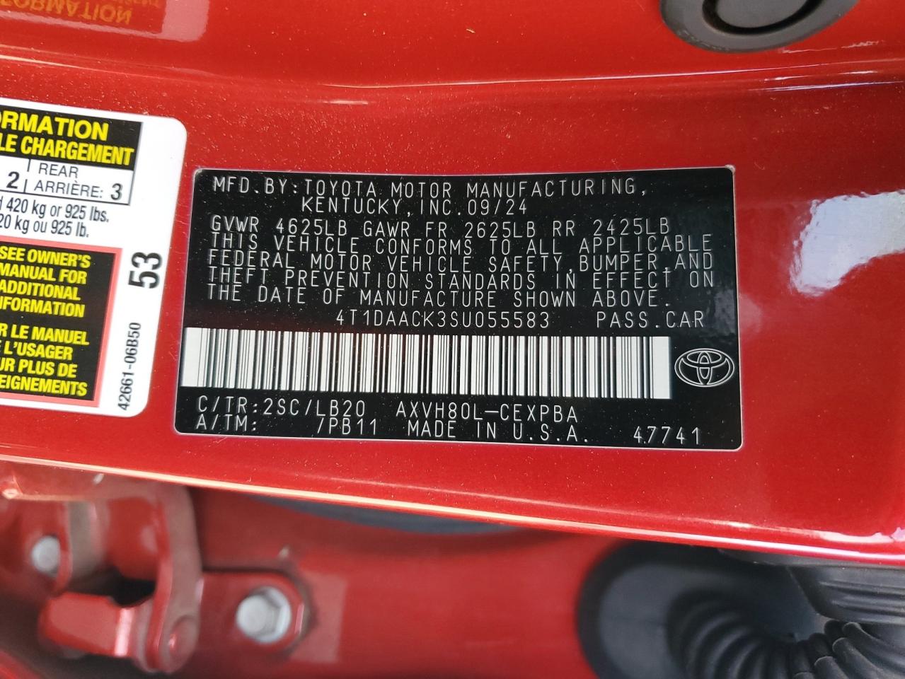 2025 Toyota Camry Xse VIN: 4T1DAACK3SU055583 Lot: 84791705