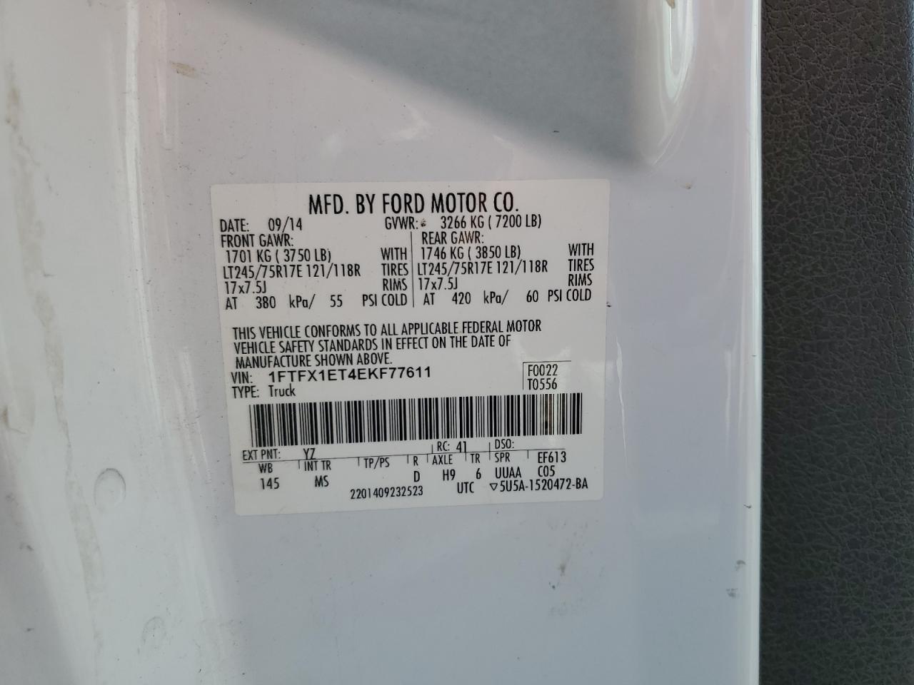 2014 Ford F150 Super Cab VIN: 1FTFX1ET4EKF77611 Lot: 82634155