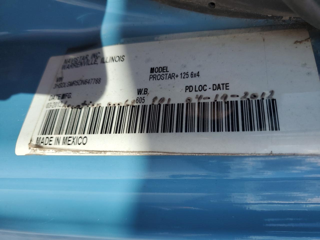 2013 International Prostar VIN: 3HSDLSMR5DN647768 Lot: 84266755
