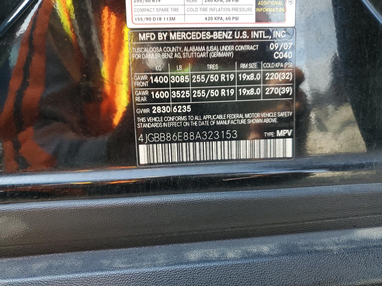 2008 Mercedes-Benz Ml 350 VIN: 4JGBB86E88A323153 Lot: 89674085