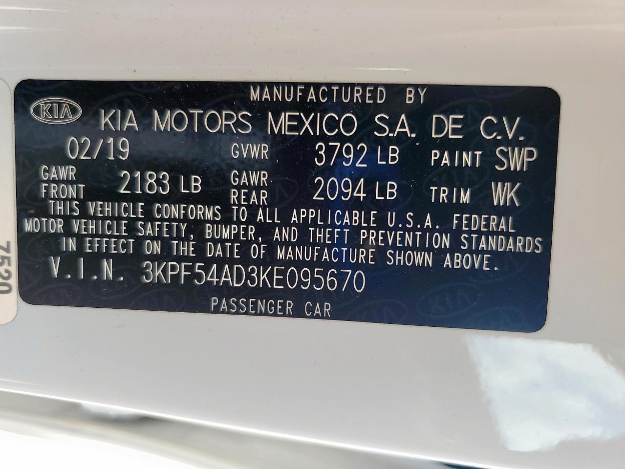 2019 Kia Forte Ex VIN: 3KPF54AD3KE095670 Lot: 82178625