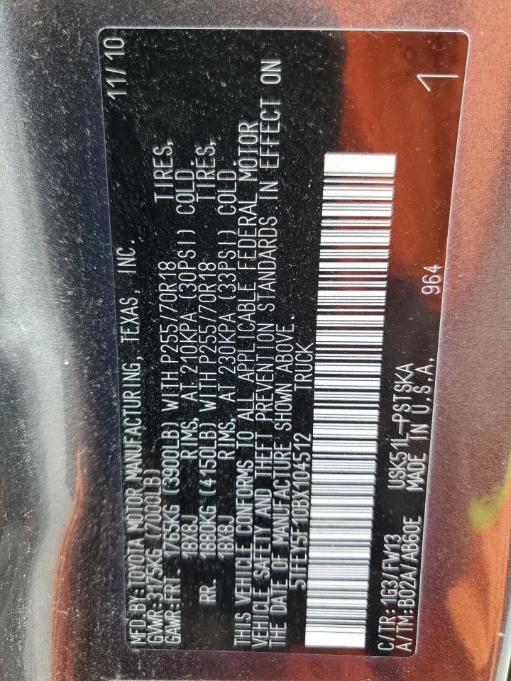 2011 Toyota Tundra Crewmax Sr5 VIN: 5TFEY5F10BX104512 Lot: 84405035