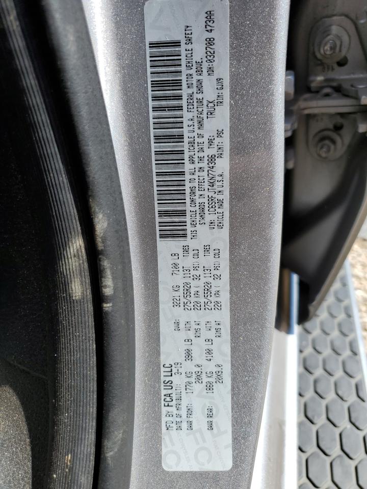 2019 Ram 1500 Laramie VIN: 1C6SRFJT4KN774386 Lot: 82510045