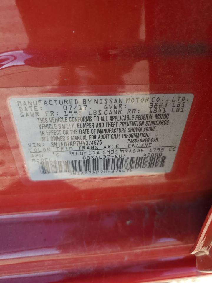 2017 Nissan Sentra S VIN: 3N1AB7AP7HY374676 Lot: 87075375
