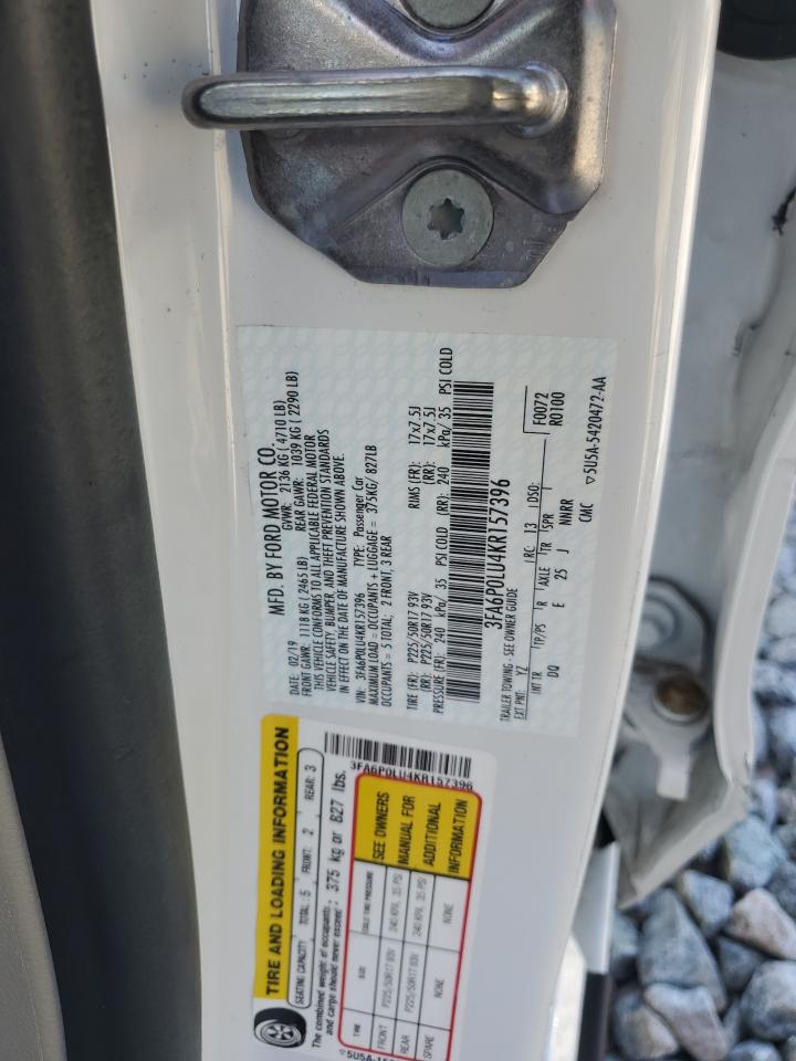 2019 Ford Fusion Se VIN: 3FA6P0LU4KR157396 Lot: 90071565