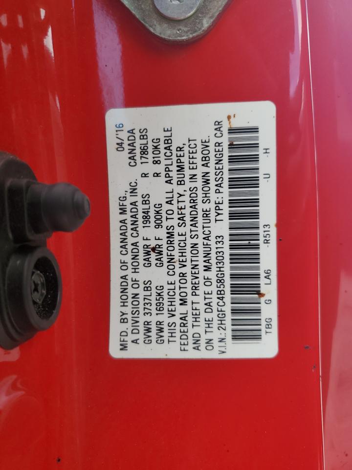 2016 Honda Civic Lx VIN: 2HGFC4B58GH303133 Lot: 85361865