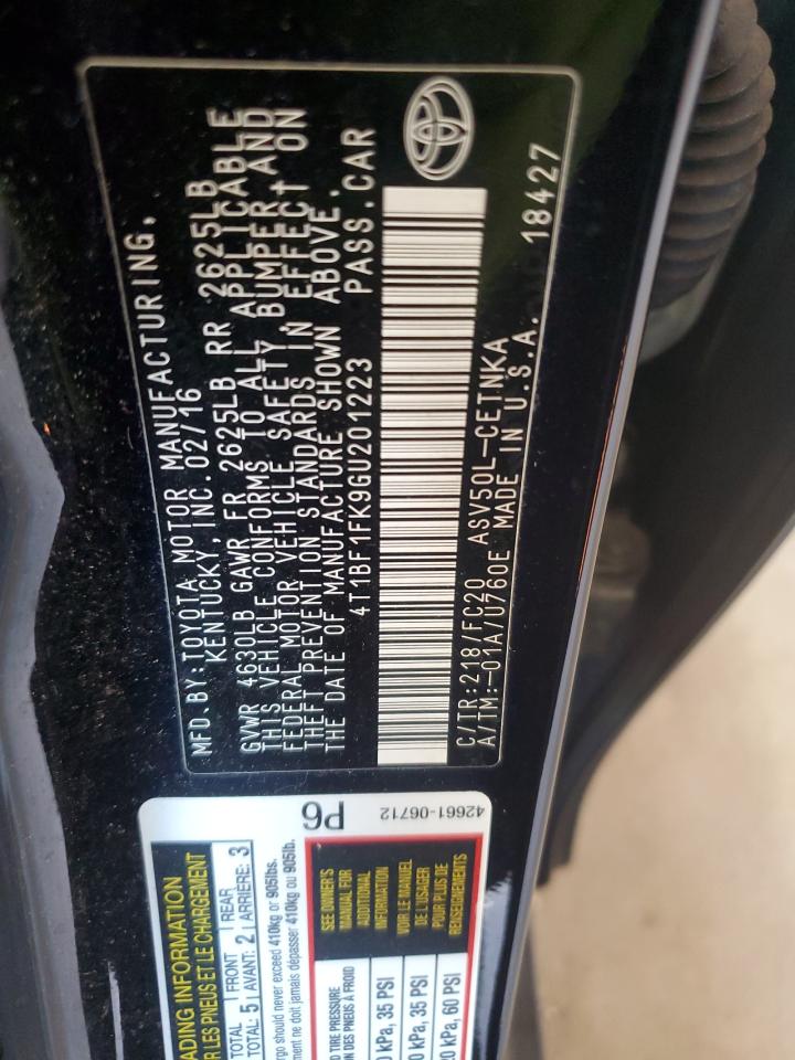 2016 Toyota Camry Le VIN: 4T1BF1FK9GU201223 Lot: 85565025