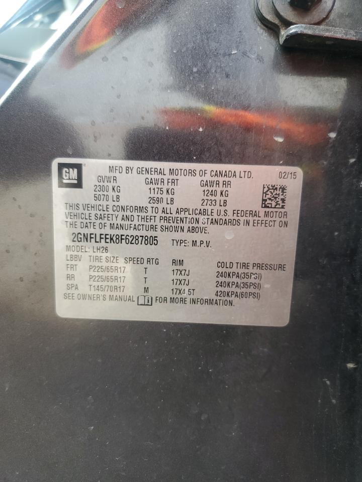 2015 Chevrolet Equinox Lt VIN: 2GNFLFEK8F6287805 Lot: 85517085