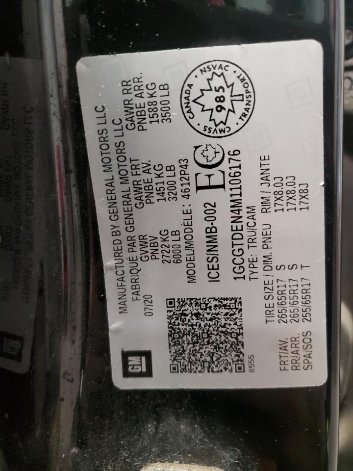 2021 Chevrolet Colorado Z71 VIN: 1GCGTDEN4M1106176 Lot: 90508305