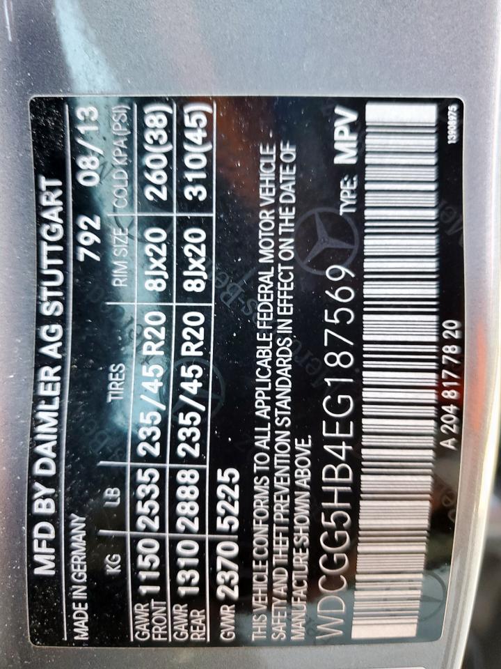 2014 Mercedes-Benz Glk 350 VIN: WDCGG5HB4EG187569 Lot: 82374585