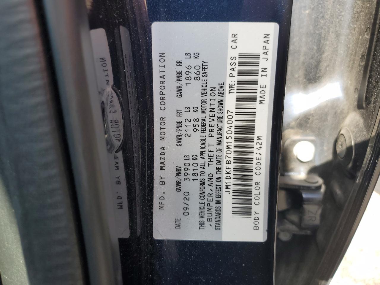 2021 Mazda Cx-3 Sport VIN: JM1DKFB70M1504007 Lot: 85880815