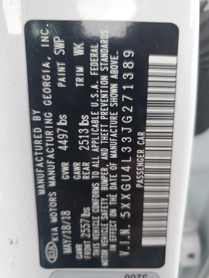 2018 Kia Optima Ex VIN: 5XXGU4L33JG271389 Lot: 86600485