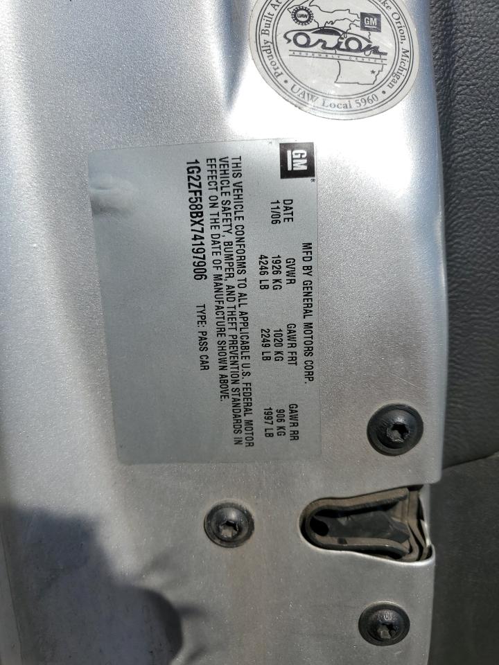 2007 Pontiac G6 Value Leader VIN: 1G2ZF58BX74197906 Lot: 82250435