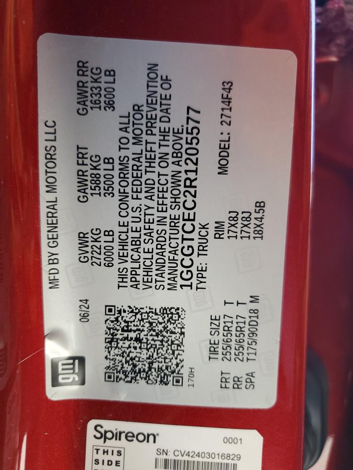 2024 Chevrolet Colorado Lt VIN: 1GCGTCEC2R1205577 Lot: 85133495